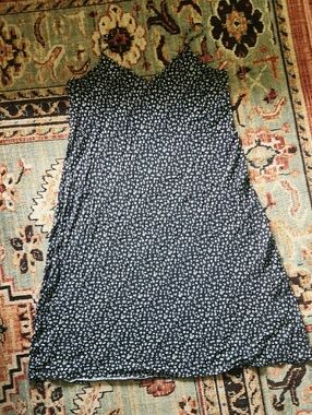 GAP Black Midi Slip Dress with White Ditsy Floral